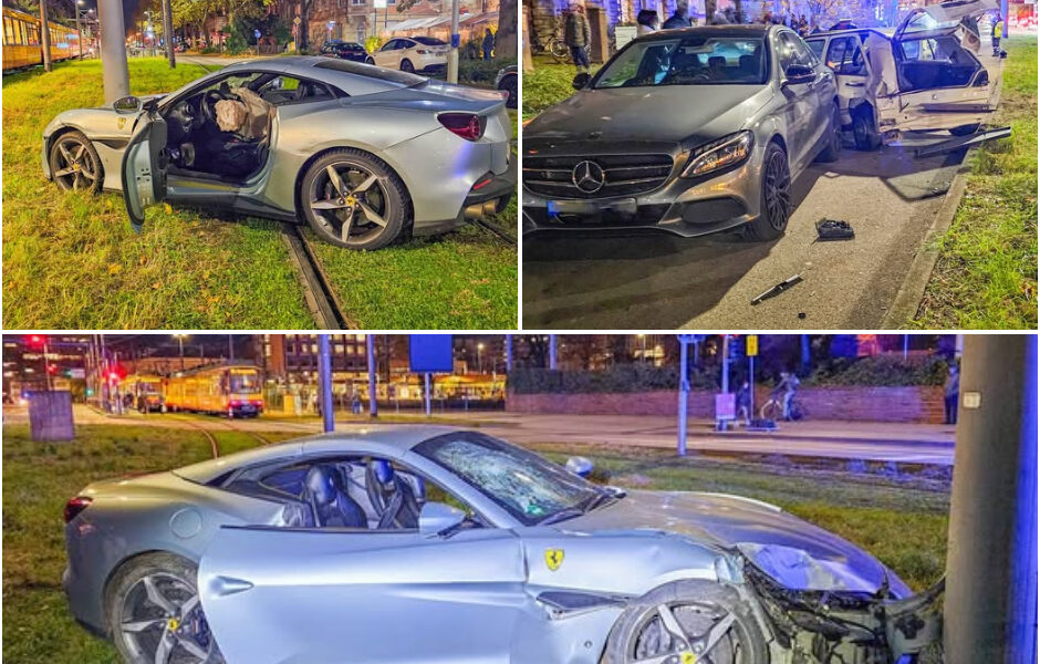 Luxus-Ferrari in Karlsruhe zu Schrott gefahren: Crash auf der Durlacher Allee legt Verkehr lahm – Schaden im Viertelmillionenbereich