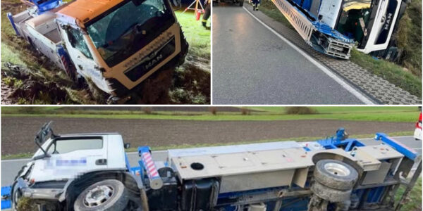 Schock auf bayerischer Landstraße: 30-Tonnen-Kran kippt plötzlich um – Fahrer kämpft ums Leben!