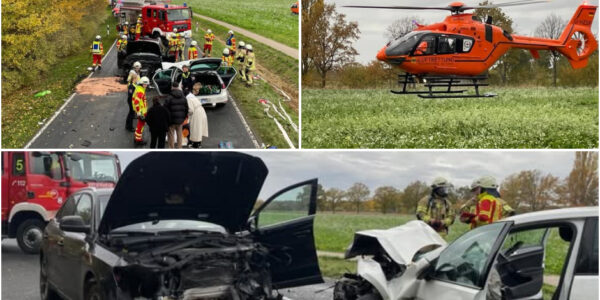 Horror-Crash auf der L413: Zwei Autos frontal zusammengestoßen – Feuerwehr kämpft um Leben der Eingeklemmten