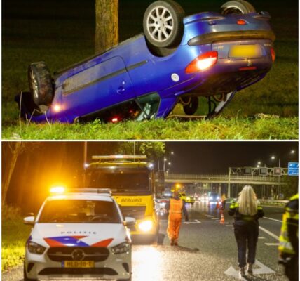 Auto slaat over de kop op afrit A9 bij Uitgeest – bestuurder had 130 km/u op de teller