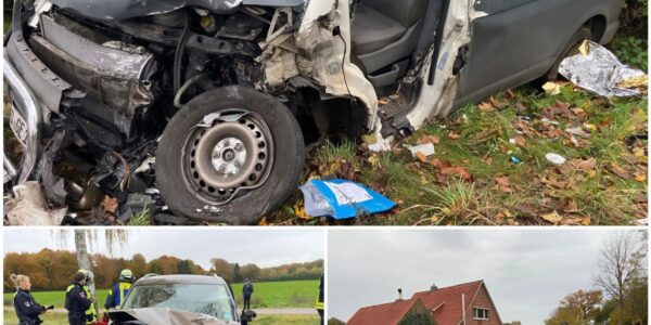 Schwerer Frontalzusammenstoß auf der L123 bei Horneburg-Daudieck: Zwei Kinder verletzt, Fahrer schwer eingeklemmt