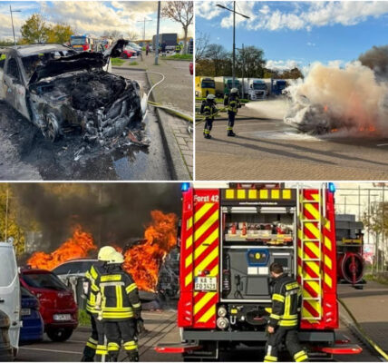 Brandkatastrophe auf der A5: Luxus-Mercedes explodiert an Raststätte – Augenzeugen berichten von schrecklichen Szenen
