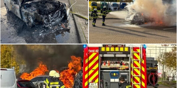 Brandkatastrophe auf der A5: Luxus-Mercedes explodiert an Raststätte – Augenzeugen berichten von schrecklichen Szenen