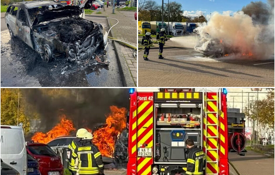 Brandkatastrophe auf der A5: Luxus-Mercedes explodiert an Raststätte – Augenzeugen berichten von schrecklichen Szenen