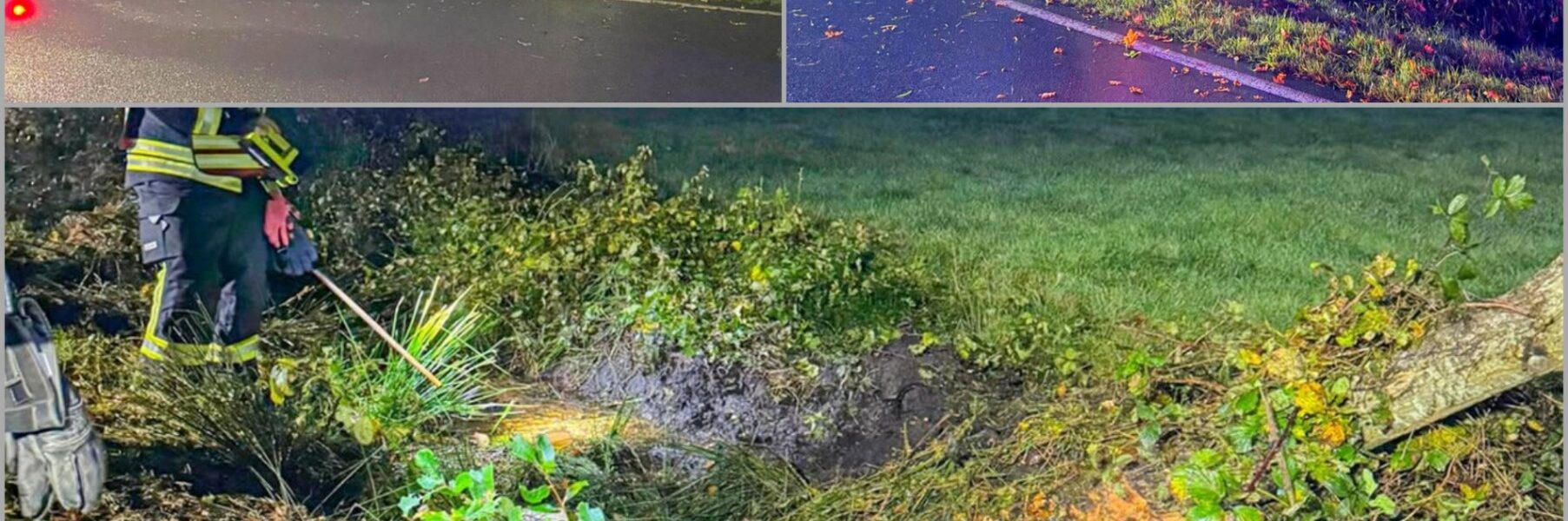 Auto landet im Straßengraben, Öl droht auszutreten – brisanter Einsatz in Aurich in der Nacht! ⚠️🔥