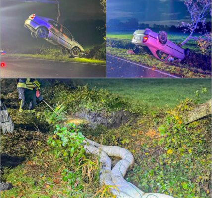 Auto landet im Straßengraben, Öl droht auszutreten – brisanter Einsatz in Aurich in der Nacht! ⚠️🔥
