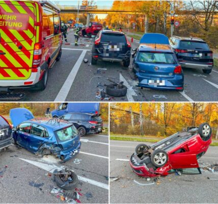Schock-Crash in Kempten: Autofahrerin rast ungebremst in wartende Autos – Wagen uberschlägt sich mitten an Ampelkreuzung!