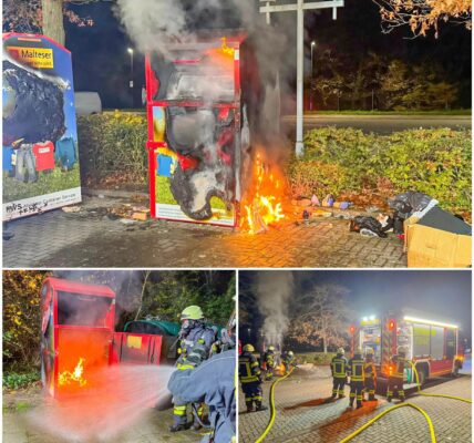 Feuerteufel in Forst: Zwei Altkleidercontainer in Flammen – Polizei sucht Brandstifter