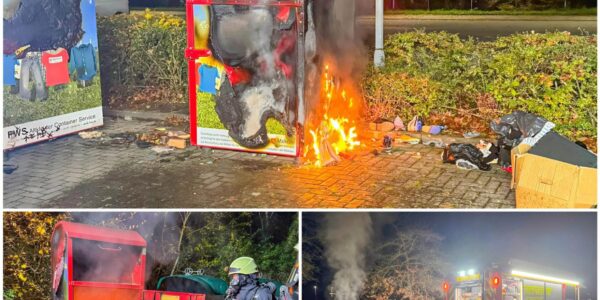 Feuerteufel in Forst: Zwei Altkleidercontainer in Flammen – Polizei sucht Brandstifter