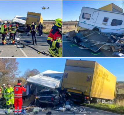 Horror-Crash auf der B12 bei Pocking: Wohnwagen zerreißt bei Aufprall – stundenlanger Feuerwehreinsatz auf offener Straße