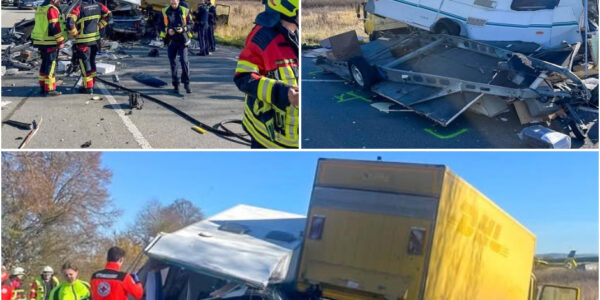 Horror-Crash auf der B12 bei Pocking: Wohnwagen zerreißt bei Aufprall – stundenlanger Feuerwehreinsatz auf offener Straße