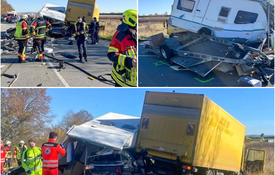 Horror-Crash auf der B12 bei Pocking: Wohnwagen zerreißt bei Aufprall – stundenlanger Feuerwehreinsatz auf offener Straße