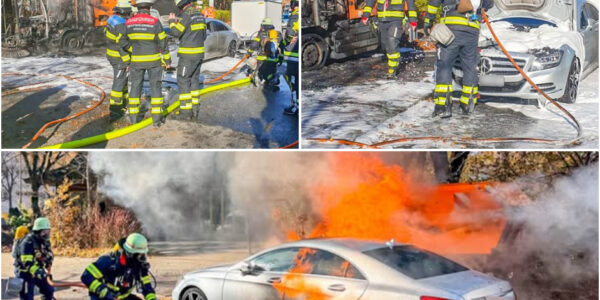 Feuerdrama im Munchner Suden: Kehrmaschine geht in Flammen auf – Mercedes brennt komplett aus