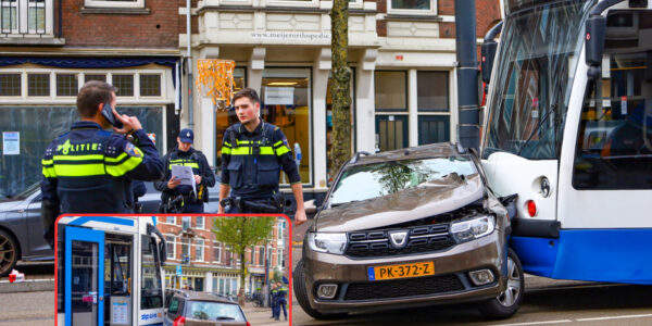 Chaos en paniek in Amsterdam: meerdere gewonden na zware botsing tussen auto en tram in drukke binnenstad