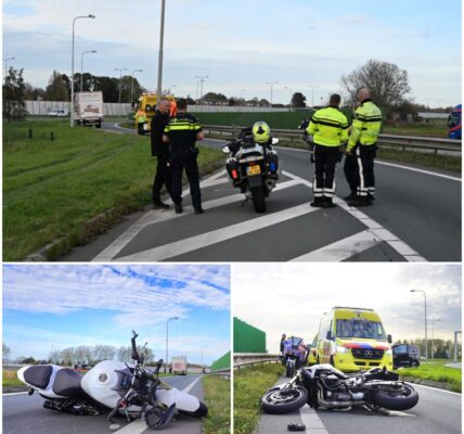 Motorrijder zwaar ten val bij inhaalmanoeuvre op toerit N242 bij Alkmaar