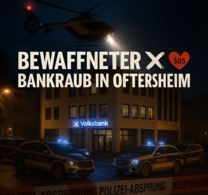 Spektakulärer Bankuberfall in Oftersheim: Bewaffneter Täter auf der Flucht – Polizei startet Großfahndung mit Hubschrauber