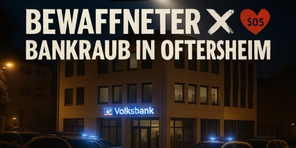 Spektakulärer Bankuberfall in Oftersheim: Bewaffneter Täter auf der Flucht – Polizei startet Großfahndung mit Hubschrauber