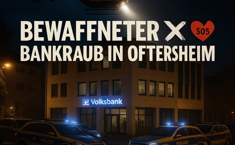 Spektakulärer Bankuberfall in Oftersheim: Bewaffneter Täter auf der Flucht – Polizei startet Großfahndung mit Hubschrauber