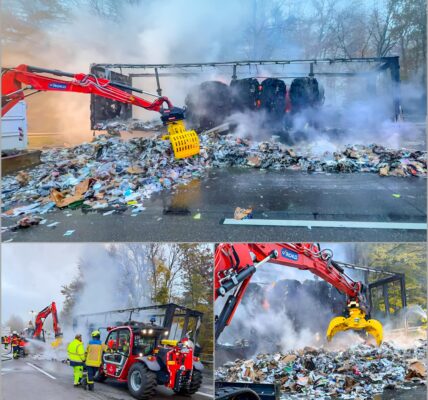 Geheimnisvolles Feuer auf der A5: Lkw mit Tonnen Altpapier geht in Flammen auf – 14 Kilometer Stau und nächtliche Bergungsarbeiten 🔥😳