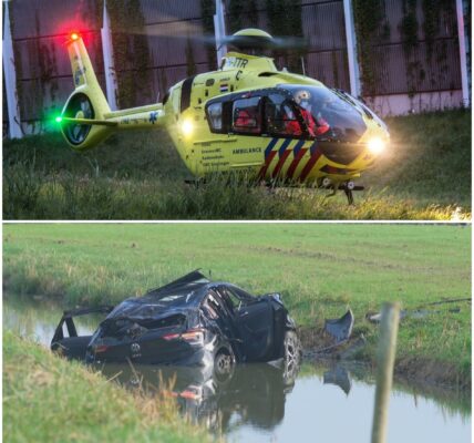Zwaar ongeluk op N421 bij Houten: auto met vijf jongeren in sloot beland – twee gewonden naar ziekenhuis