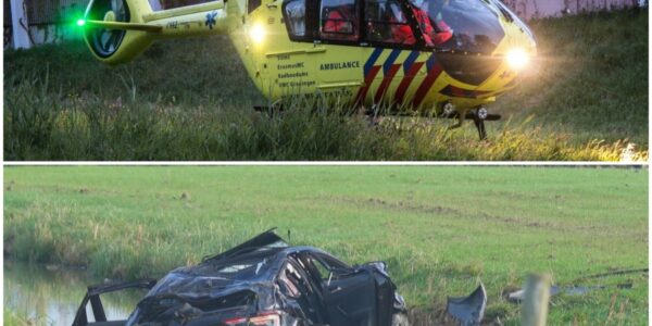 Zwaar ongeluk op N421 bij Houten: auto met vijf jongeren in sloot beland – twee gewonden naar ziekenhuis