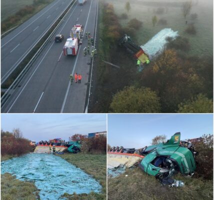 💔 Tragödie auf der A38: Ein Lkw sturzt – 24 Tonnen Glas verstreut, Fahrer tot 💔