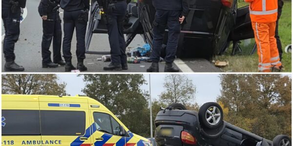 Zwaar ongeval op de Dr. Willemdreeslaan in Bennekom: bestuurder ... na spectaculaire koprol 🚨