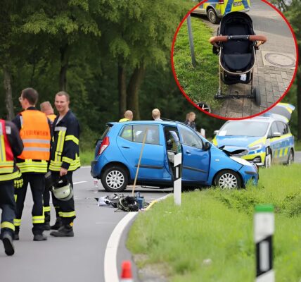 “Een seconde van onoplettendheid, bijna een tragedie: Hoe kon een auto in Bielefeld frontaal op een moeder, haar zoon en een kinderwagen met baby afrijden?”