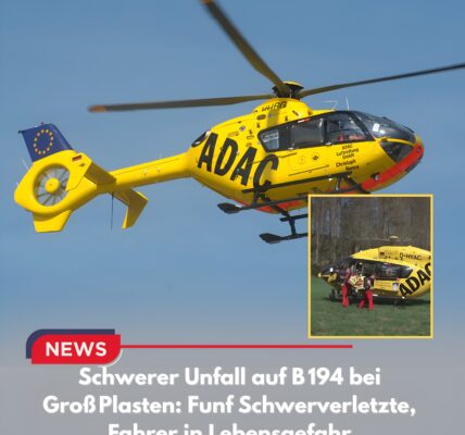 Schwerer Unfall auf B 194 bei Groß Plasten: Fünf Schwerverletzte, Fahrer in Lebensgefahr