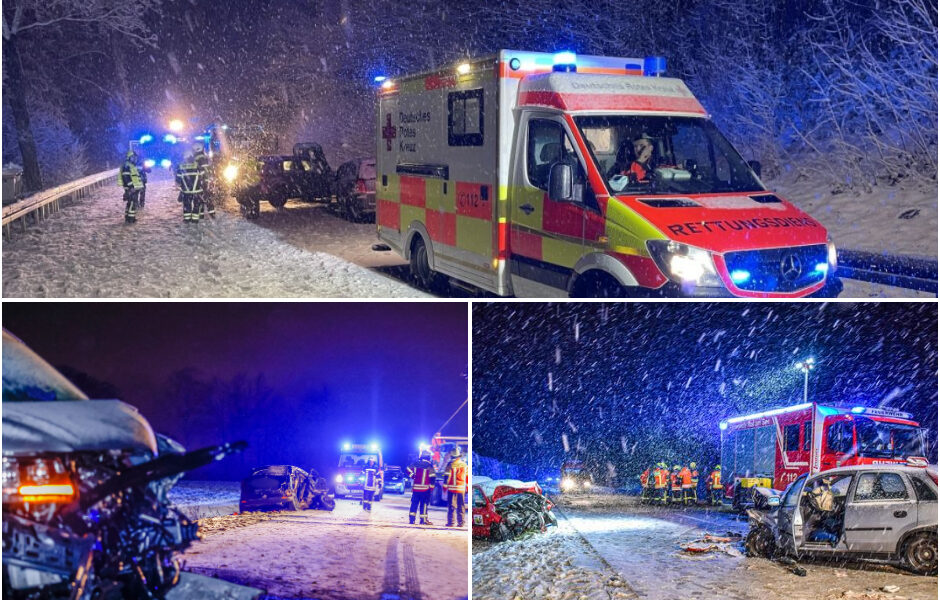 Starker Schneefall in Chemnitz und Umgebung! Ein Auto kommt von der Straße ab und verursacht einen Massenunfall, bei dem drei junge Menschen ums Leben kommen.