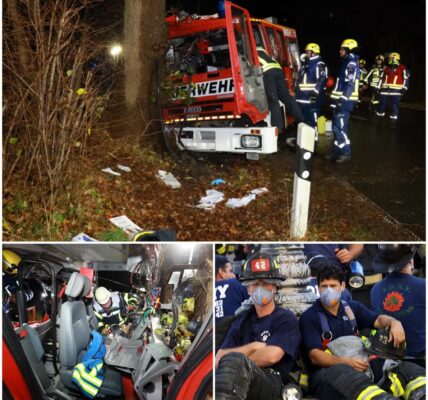 Löschfahrzeug prallt gegen Baum: 9 Feuerwehrleute nach Einsatz verletzt