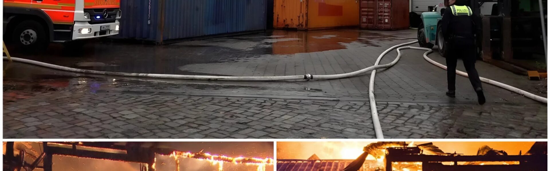 Großeinsatz in Wilhelmsburg: Lagerhalle mit Gasflaschen brennt