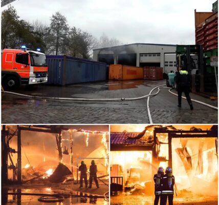Großeinsatz in Wilhelmsburg: Lagerhalle mit Gasflaschen brennt