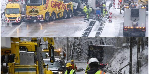 Schwerer Unfall im Schneegestöber im Schwarzwald: Lastwagen rutscht Räumfahrzeug – langwierige Bergung