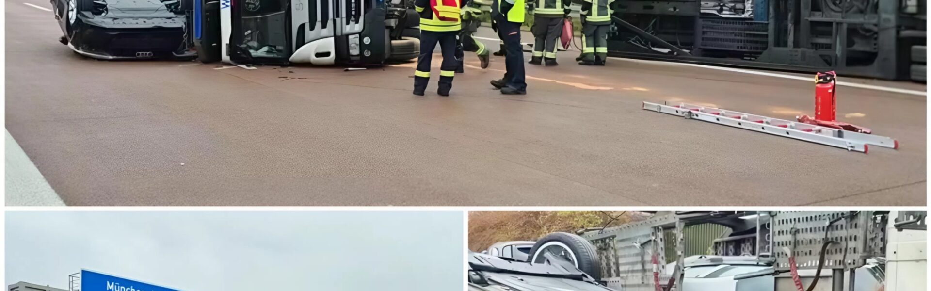 Schwerer Unfall auf der A9: Autotransporter kippt um – hoher Schaden und stundenlange Sperrung