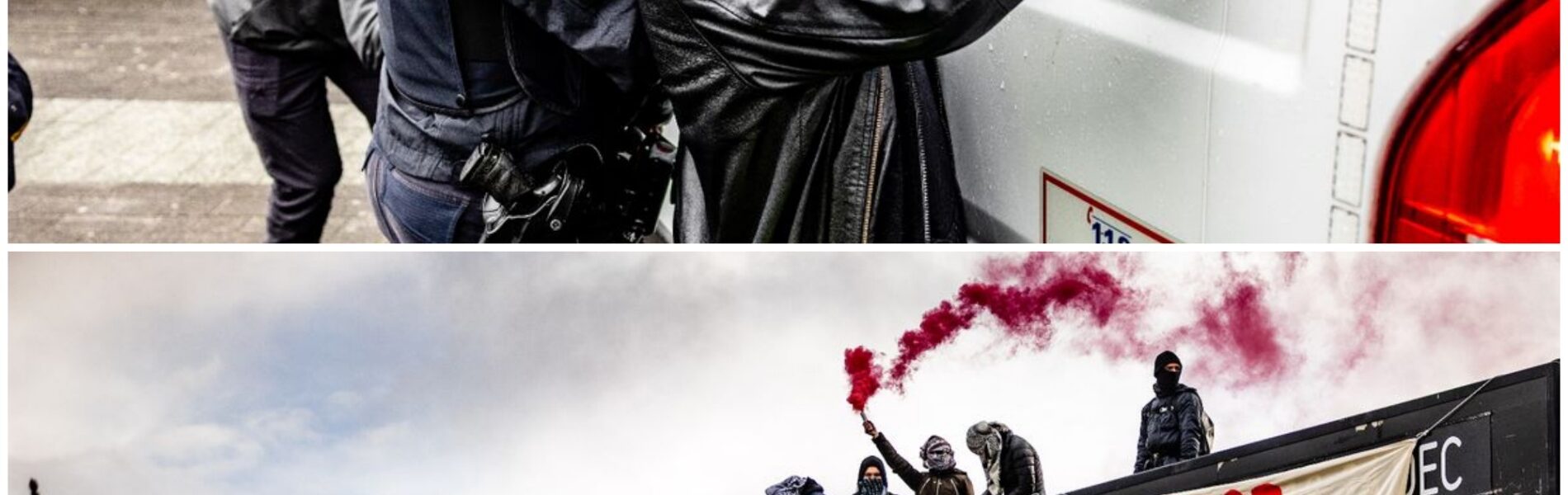 Demonstranten aangehouden na beklimmen agendabord en gooien van verfbommen bij Ahoy