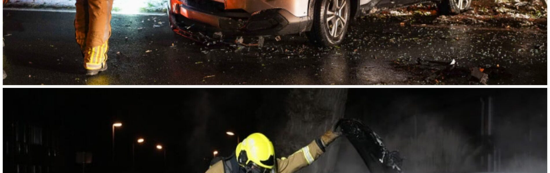 Auto vliegt uit de bocht en botst op lichtmast in Alkmaar: brandweer grijpt in na rookontwikkeling