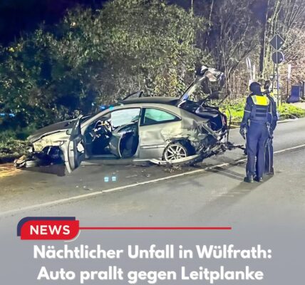 Nächtlicher Unfall in Wülfrath: Auto prallt gegen Leitplanke – Fahrer nur leicht verletzt