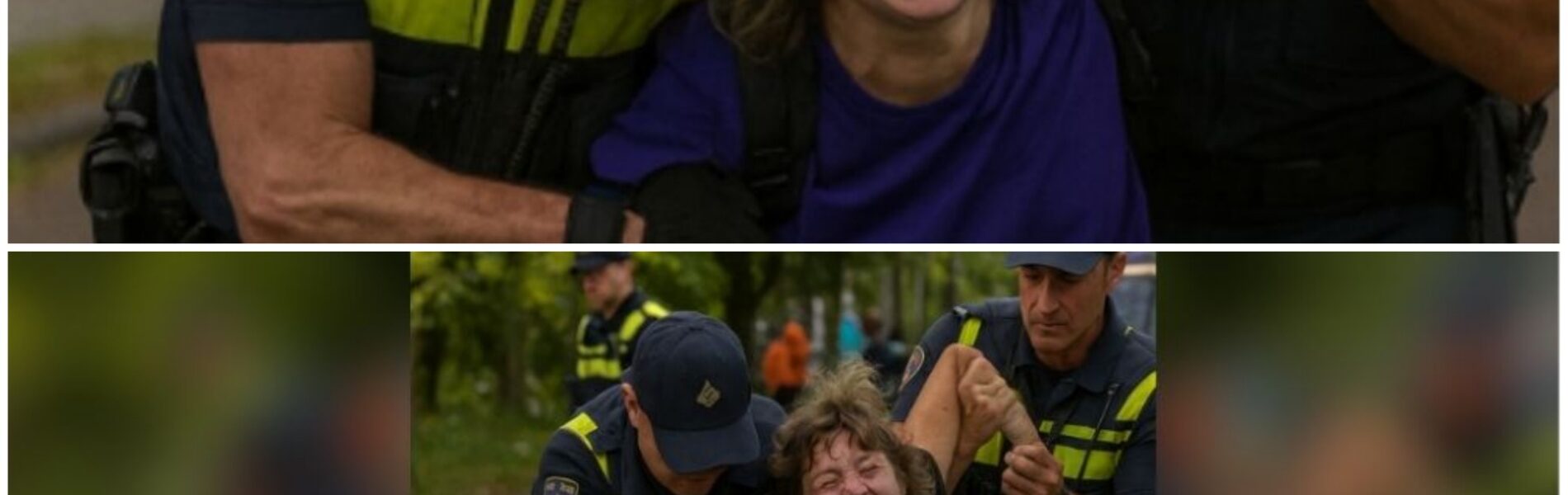 ZIEN: Klimaatactiviste wil politie aanvallen maar wordt direct hardhandig afgevoerd