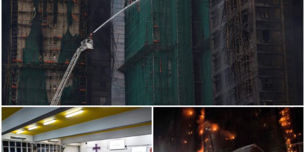 Politie arresteert drie verdachten wegens doodslag na grote brand in wooncomplex Hongkong, al zeker 75 doden en honderden vermisten