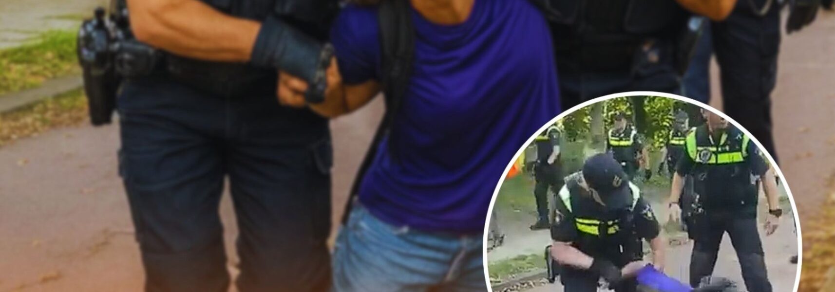 ZIEN: Klimaatactiviste wil politie aanvallen maar wordt direct hardhandig afgevoerd