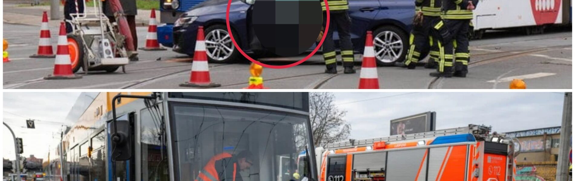 Unfall im Leipziger Norden: Audi wird von Straßenbahn erfasst