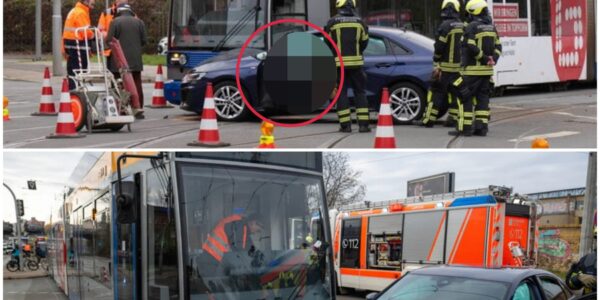 Unfall im Leipziger Norden: Audi wird von Straßenbahn erfasst