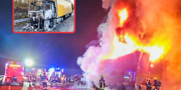 Gefährlicher Brand auf der A7: Saurer Frachtzug in Flammen – Stundenlange Sperrung und Chaos auf der Autobahn