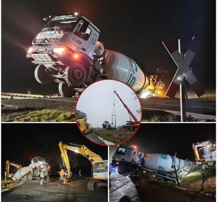 Chaos in Kutenholz: Betonmischer hängt über Bahnstrecke – Zugverkehr eingestellt