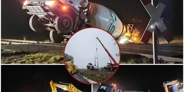 Chaos in Kutenholz: Betonmischer hängt über Bahnstrecke – Zugverkehr eingestellt
