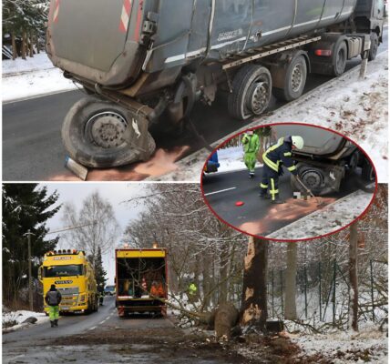 Stundenlange Vollsperrung im Erzgebirge – Lkw kracht bei Zschorlau gegen Baum und legt Verkehr lahm