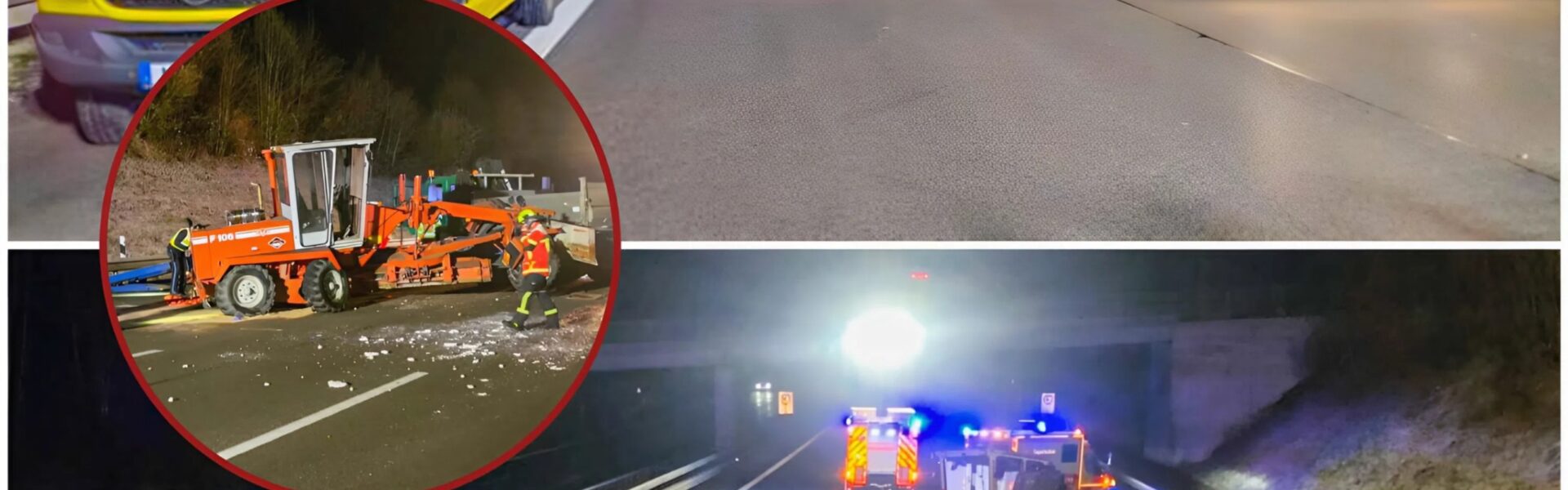 Tonnenschwere Baumaschine stürzt von Lkw: Stundenlange Vollsperrung der A8 sorgt für Chaos