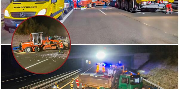 Tonnenschwere Baumaschine stürzt von Lkw: Stundenlange Vollsperrung der A8 sorgt für Chaos